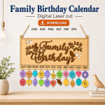 Family Birthday Calendar Laser Cut File | Birthday Reminder Board SVG | Digital Download - Image 8