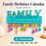 Family Birthdays Calendar Laser Cut File | Birthday Reminder Board SVG | Digital Download - Image 8