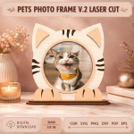 Pets Photo Frame v.2 Laser Cut SVG | Dog Cat Picture Frame CNC Files | Pet Memorial Photo Holder Template | Wooden Pet Lover Gift DXF EPS PDF - Image 7
