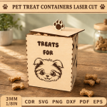 Pet Treat Containers Laser Cut Files | Dog & Cat Treat Jar SVG DXF PDF EPS | Wooden Pet Food Storage Box Template | Pet Snack Holder CNC Files - Image 7