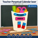 Teacher Calendar SVG | Perpetual Classroom Calendar Laser Cut File | Digital Download - Image 7