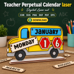 Teacher Calendar SVG | Perpetual Classroom Calendar Laser Cut File | Digital Download - Image 8