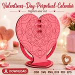 Valentine Calendar SVG 2 | Perpetual Calendar Laser Cut Design | Digital Download - Image 8