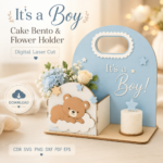Cake Bento & Flower Holder SVG Bundle, Laser Cut Gift Box Files, DIY Birthday Gift Display - Image 7