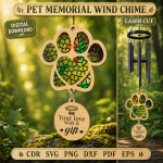 Pet Memorial Wind Chime SVG | Dog Cat Remembrance Laser Cut File | Rainbow Bridge Sympathy Gift Digital Download - Image 7
