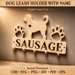 Dog Leash Hanger Wall Mounted | Pet Leash Holder Organizer with Hooks | Entryway Dog Collar Rack & Key Holder | Dog Lover Gift Idea - Image 6