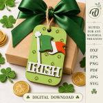 St Patricks Day Gift Tags Bundle Laser Cut File, Irish Shamrock Favor Tag SVG DXF, Lucky Charm Wood Tag Template, Glowforge CNC Digital Download - Image 7