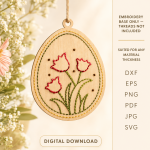 Easter Embroidery Blanks Bundle Laser Cut Files | Easter Ornament SVG DXF | Bunny Egg Embroidery Blanks | DIY Easter Decor Glowforge CNC Files - Image 7