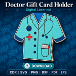 Doctor Gift Card Holder SVG | Laser Cut Medical Gift Card Holder | Doctor Appreciation Gift | CDR SVG PNG DXF PDF EPS - Image 8