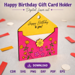 Birthday Gift Card Holder SVG | Happy Birthday Laser Cut File | Digital Download - Image 8