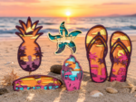 Tropical Beach Lantern SVG Bundle, Layered Wood Laser Cut Files, Summer Vacation Decor, Pineapple Flip Flop Starfish SVG for Glowforge - Image 8