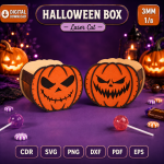 Halloween Candy Box Laser Cut Files | Spooky Party Favor Box SVG DXF EPS PDF | Pumpkin Ghost Bat Treat Box Template | Digital Download - Image 7