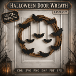 Halloween Front Door Wreath SVG Bundle | Pumpkin Ghost Bat Door Hanger Laser Cut Files | Fall Porch Decor Digital Download - Image 7