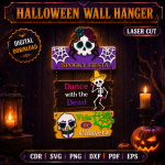 Halloween Wall Hanger Laser Cut SVG, Spooky Door Sign DXF, Witch Ghost Pumpkin Wall Decor, Halloween CNC Template, Digital Download File - Image 8