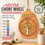 Mom Chore Wheel Laser Cut SVG, Family Chore Chart Files, Glowforge Cricut Template, Kids Routine Planner - Image 7