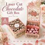 Flowers & Chocolate Gift Box Laser Cut Files, SVG DXF PDF Bundle, Gift Packaging Template - Image 6