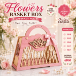 Flower Basket SVG Bundle, Laser Cut Gift Basket Template, DIY Home Decor and Floral Display - Image 7