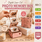 Galentine Photo Memory Box SVG Bundle, Laser Cut Gift Box Files, DIY Bestie Keepsake Gift - Image 8