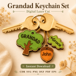 Mom and Dad Keychain SVG Bundle, Personalized Family Keychain Template, DIY Gift Download - Image 8