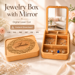 Monogram Jewelry Organizer Laser Cut Files, SVG DXF PDF Bundle, Wooden Mirror Box Template - Image 8