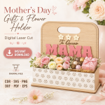 Flower Holder Laser Cut Files, SVG DXF PDF Bundle, Mother's Day Gift Box Download - Image 8