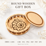 Round Wooden Gift Box Bundle SVG | CNC Laser Cut File, Wooden Keepsake Box Template, Gift Box DXF PDF Digital Download - Image 7