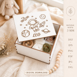 Kids Memory Boxes Bundle Laser Cut Files, Baby Keepsake Box SVG, Children Storage Box DXF, Personalized Wooden Memory Box, CDR PNG PDF EPS - Image 7