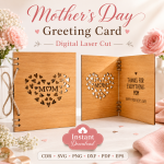 Mother's Day Greeting Card Laser Cut Files, SVG DXF PDF Bundle, Handmade Card Download - Image 8