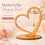 Hanging Heart Laser Cut Files, SVG DXF PDF Bundle, Mother's Day Keepsake Ornament Download - Image 8