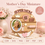 Miniature Mother's Day Laser Cut Files, SVG DXF PDF Bundle, Handmade Gift Decor Download - Image 8