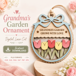 Mother's Day Ornament Laser Cut Files, SVG DXF PDF Bundle, Family Keepsake Download - Image 8