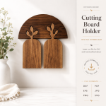Cutting Boards with Holders Bundle Laser Cut Files | Kitchen Board Stand SVG | Wooden Chopping Board Rack DXF | CNC Glowforge File PDF EPS - Image 5