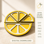 3D Lemon Decor Laser Cut Bundle, Summer Kitchen SVG, Lemon Tiered Tray Decor, Glowforge DXF Files, Citrus Home Decor CNC Template - Image 7