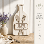 3D Rustic Kitchen Cutting Boards Bundle Laser Cut Files | Farmhouse Cutting Board SVG | Kitchen Decor CNC Template | Wood Board DXF PDF EPS - Image 8