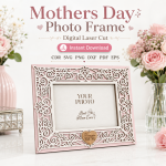 Mother's Day Photo Frame SVG | Mom Picture Frame Laser Cut File | Mother's Day Gift Template | CDR SVG PNG DXF PDF EPS | Digital Download - Image 8