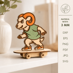 3D Skateboarding Animals Laser Cut Files | Animal Skateboard SVG Bundle | Kids Nursery Decor Glowforge CNC Digital Download - Image 7
