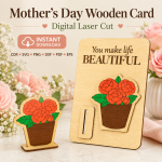 Mother's Day Gift for Mom | Wooden Greeting Card Laser Cut File | SVG DXF PDF EPS PNG CDR Download - Image 8