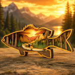 Bass Fishing SVG, 3D Fishing Scene File, 8 Layered Design - Image 3