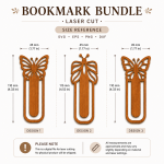 Butterfly Bookmark SVG Bundle | Laser Cut Bookmark Files | SVG EPS PNG DXF for Cricut, Glowforge, CNC & Wood Craft - Image 2