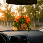 Nasturtium Crochet Pattern PDF, Car Mirror Hanging Charm, Flower Basket Amigurumi, Rear View Mirror Decor - Image 5