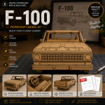 Ford F-100 Papercraft Template SVG PDF | Cardboard Pickup Truck Model Kit | DIY Paper Truck | Instant Download Laser Cut Files - Image 2