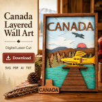 Canada SVG 3D, 9 Layers Art, Plywood Cut File