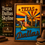 Texas SVG Dallas 3D Layered Art, 7 Layers