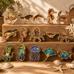 Ocean Animals Layered Wood Laser Cut Files Bundle | Marine Life SVG DXF PNG | Whale Dolphin Octopus Seahorse Jellyfish CNC Glowforge Cut File