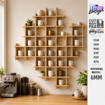 Wall Mug Holders Laser Cut Bundle, Coffee Mug Rack SVG, Kitchen Cup Organizer CNC Template, DXF PDF EPS Files - Image 16