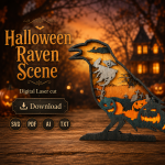 Crow SVG 3D Layered Mandala, Halloween Animal Cut File, Glowforge Laser Cut 5 Layer