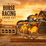 Racehorse SVG 3D Layered Horse Silhouette, Equestrian Sports Cut File
