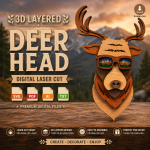 Deer SVG 3D Layered Mandala, Buck Stag Head Cut File, Glowforge Laser Cut 5 Layer