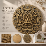 Lotus Flower Mandala Bundle 3D Multilayer Wooden Engraved Laser Cut File, Decoration Ornament Glowforge Make, Svg Dxf Ai Download Xtool File