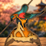 Samurai SVG 3D Layered Silhouette, Japanese Warrior Cut File - Image 3
